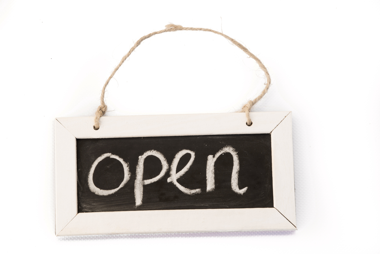 blackboard on rope, open